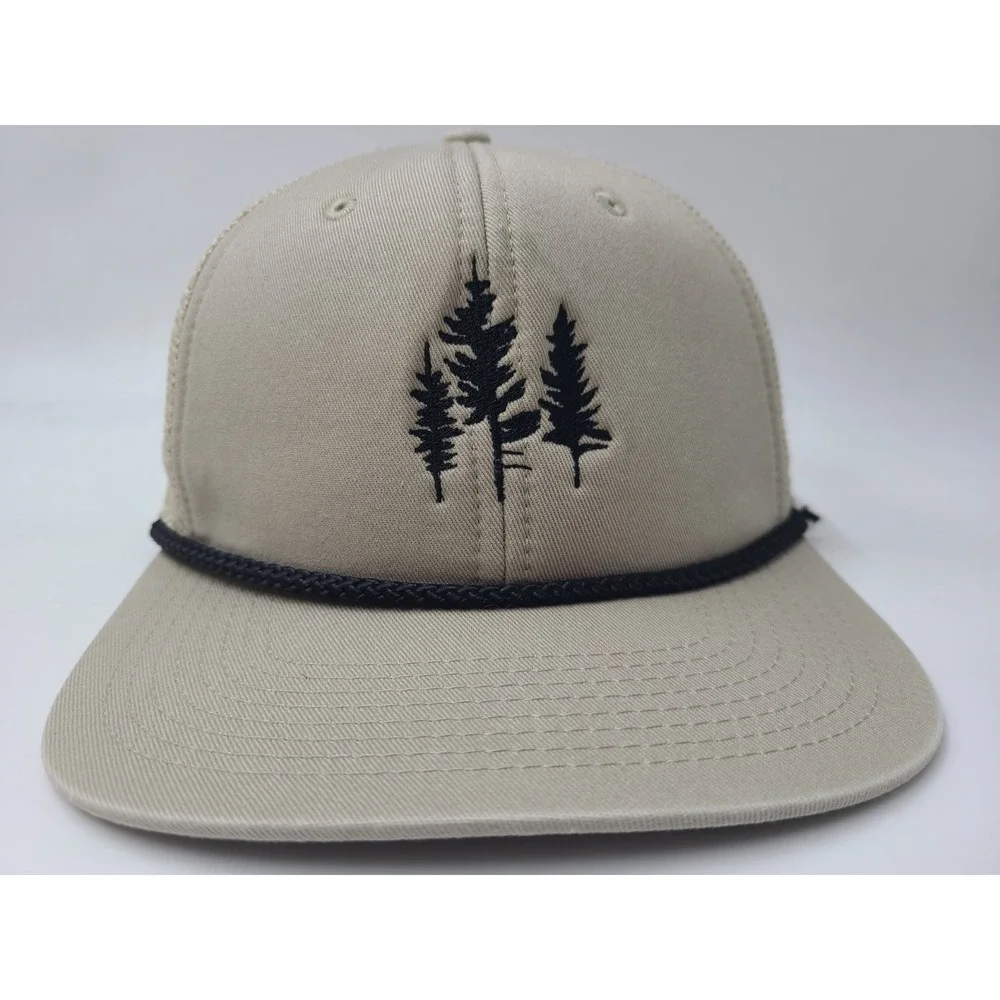 Trees Logo Paramount Apparel Rope Mesh Trucker Snapback Hat Cap Arbor Gray Beige